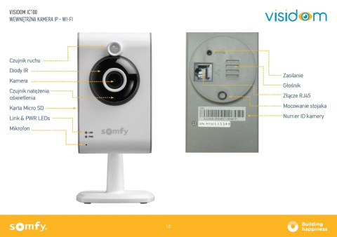 Somfy 2401291 VISIDOM IC100 kamera WiFi wewnętrzna iOS & Android Apps