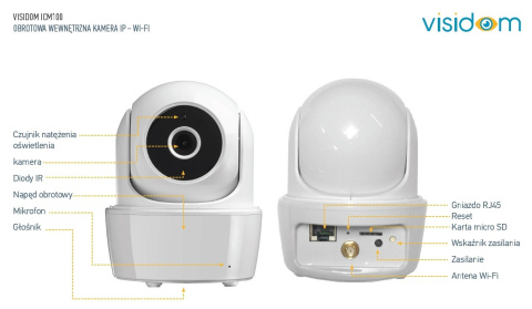 Somfy 2401189 VISIDOM ICM100 kamera WiFi wewnętrzna obrotowa iOS & Android Apps