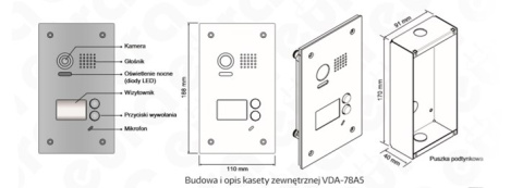 KASETA ZEWNĘTRZNA WIDEODOMOFONU ''EURA'' VDA-78A5 ''2EASY'' podtynkowa 2-lokatorska