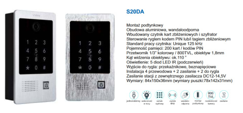 Vidos S20DA M13-XT Wifi z szyfratorem Vidos S20DA M13-XT Wifi z szyfratorem