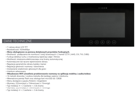 Vidos Monitor WiFi wideodomofonu M11B-X