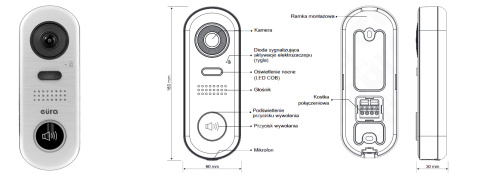 KASETA ZEWNĘTRZNA WIDEODOMOFONU EURA VDA-70A5 "2 EASY" - Natynkowa, Jednorodzinna