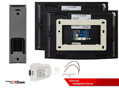 Wideodomofon Vidos z natynkową stacją S202 z szyfratorem dwa monitory M200B