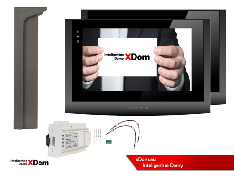 Wideodomofon Dwurodzinny Vidos 2IP 2 żyłowy M200B + S201-2 dwa monitory