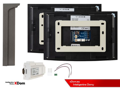 Wideodomofon Dwurodzinny Vidos 2IP 2 żyłowy M200B + S201-2 dwa monitory