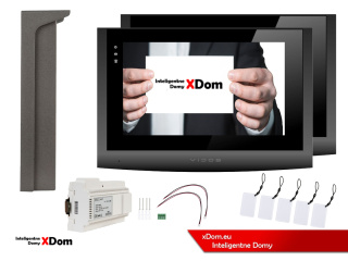 Wideodomofon Jednorodzinny Vidos 2IP 2 żyłowy M200B + S201-1 dwa monitory