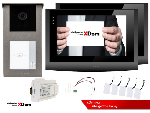 Wideodomofon Jednorodzinny Vidos 2IP 2 żyłowy M200B + S201-1 dwa monitory