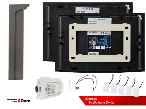 Wideodomofon Jednorodzinny Vidos 2IP 2 żyłowy M200B + S201-1 dwa monitory