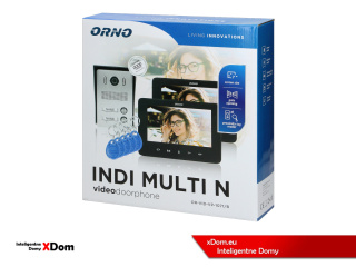 ORNO INDI MULTI N OR-VID-VP-1071B - Wideodomofon 2-rodzinny z LCD 7", Interkom i RFID - Czarny