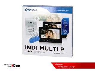 Wideodomofon ORNO OR-VID-VP-1072/B INDI MULTI P - 2-rodzinny zestaw z LCD 7", RFID i interkomem | Bezpieczeństwo w czerni