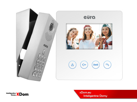 WIDEODOMOFON ''EURA'' CONNECT VDA-81A3_VDA-52A3 Z SZYFRATOREM BIAŁY