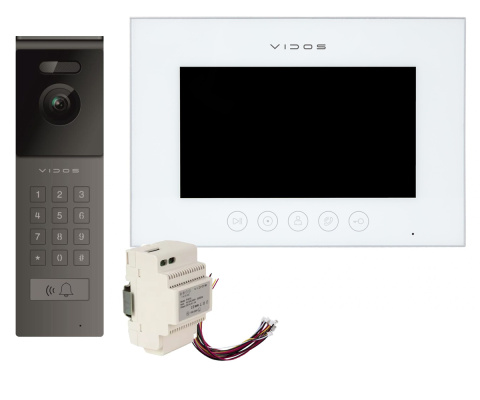 Wideodomofon Vidos z natynkową stacją S12D z szyfratorem i dotykowym monitorem M11W