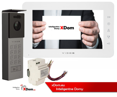 Wideodomofon Vidos z natynkową stacją S12D z szyfratorem i dotykowym monitorem M12W
