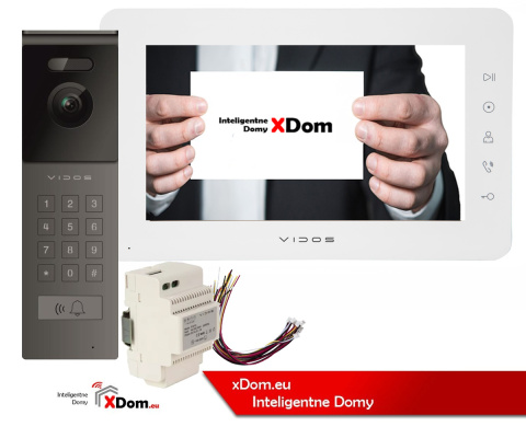 Wideodomofon Vidos z natynkową stacją S12D z szyfratorem i dotykowym monitorem M12W