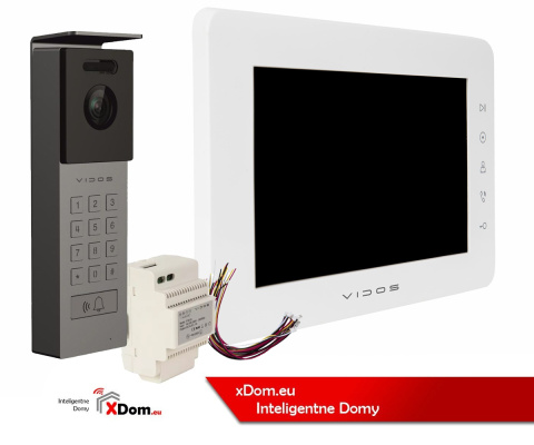 Wideodomofon Vidos z natynkową stacją S12D z szyfratorem i dotykowym monitorem M12W