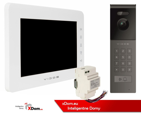 Wideodomofon Vidos z natynkową stacją S12D z szyfratorem i dotykowym monitorem M12W