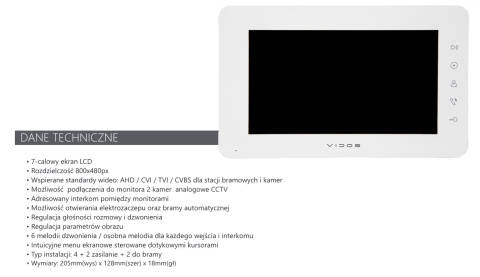 Wideodomofon Vidos z natynkową stacją S12D z szyfratorem i dotykowym monitorem M12W
