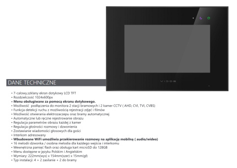 Wideodomofon Vidos stacja S14D z szyfratorem i dotykowym monitorem M10B-X