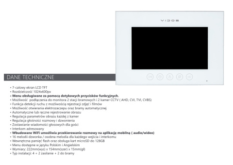 Wideodomofon Vidos stacja S14D z szyfratorem i dotykowym monitorem M11W-X