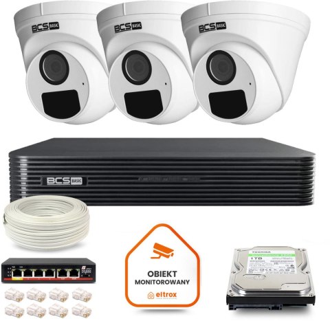 Zestaw monitoringu IP BCS Basic 3x Kamera BCS-B-EIP15FR3(2.0) Rejestrator z dyskiem 1TB Zestaw monitoringu IP BCS Basic 3x Kamera BCS-B-EIP15FR3(2.0) Rejestrator z dyskiem 1TB