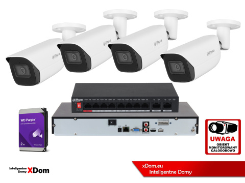 Zestaw mocnych kamer IP do domu Dahua 4x Kamera IPC-HFW3842E-AS-0280B Zestaw mocnych kamer IP do domu Dahua 4x Kamera IPC-HFW3842E-AS-0280B