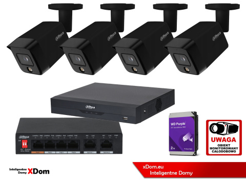 Zestaw monitoringu 4 kamery 8MPx Dahua IPC-HFW1839TC-A-IL - BLACK Zestaw monitoringu 4 kamery 8MPx Dahua IPC-HFW1839TC-A-IL - BLACK