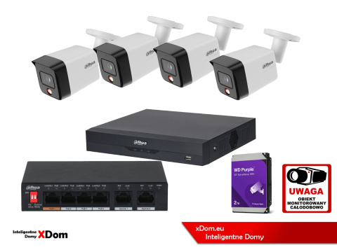 Zestaw monitoringu 4 kamery 8MPx Dahua IPC-HFW1839TC-A-IL Zestaw monitoringu 4 kamery 8MPx Dahua IPC-HFW1839TC-A-IL