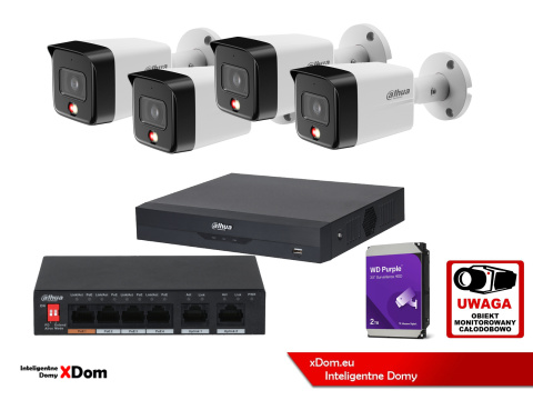 Zestaw monitoringu 4 kamery 8MPx Dahua IPC-HFW1839TC-A-IL Zestaw monitoringu 4 kamery 8MPx Dahua IPC-HFW1839TC-A-IL