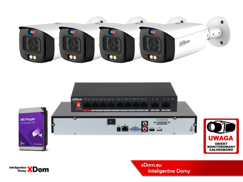 Zestaw monitoringu w kolorze IP DAHUA 4 kamery IPC-HFW3849T1-AS-PV-0280B-S4 8Mpx Zestaw monitoringu w kolorze IP DAHUA 4 kamery IPC-HFW3849T1-AS-PV-0280B-S4 8Mpx