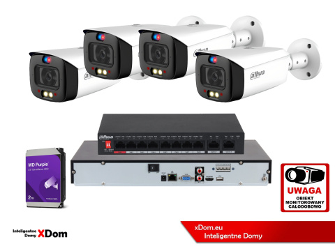 Zestaw monitoringu w kolorze IP DAHUA 4 kamery IPC-HFW3849T1-AS-PV-0280B-S4 8Mpx Zestaw monitoringu w kolorze IP DAHUA 4 kamery IPC-HFW3849T1-AS-PV-0280B-S4 8Mpx