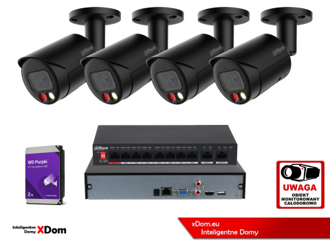 Zestaw monitoringu z możliwością rozbudowy IP Dahua 4x IPC-HFW2849S-S-IL-0280B-BLACK 8MPx Zestaw monitoringu z możliwością rozbudowy IP Dahua 4x IPC-HFW2849S-S-IL-0280B-BLACK 8MPx