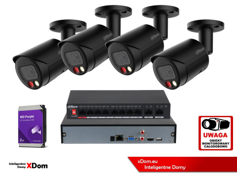 Zestaw monitoringu z możliwością rozbudowy IP Dahua 4x IPC-HFW2849S-S-IL-0280B-BLACK 8MPx Zestaw monitoringu z możliwością rozbudowy IP Dahua 4x IPC-HFW2849S-S-IL-0280B-BLACK 8MPx