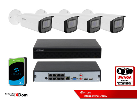 Monitoring przed domem 4 kamery IP 4MPx ZOOM AutoFocus Dahua IPC-HFW1431T-ZS-2812-S4 Monitoring przed domem 4 kamery IP 4MPx ZOOM AutoFocus Dahua IPC-HFW1431T-ZS-2812-S4