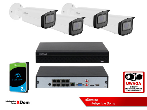 Monitoring przed domem 4 kamery IP 4MPx ZOOM AutoFocus Dahua IPC-HFW1431T-ZS-2812-S4 Monitoring przed domem 4 kamery IP 4MPx ZOOM AutoFocus Dahua IPC-HFW1431T-ZS-2812-S4