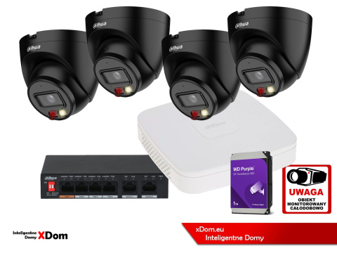 System monitoringu ogrodu 4x kamera IP Dahua IPC-HDW1839T-A-IL-0280B-S6 BLACK 8Mpx System monitoringu ogrodu 4x kamera IP Dahua IPC-HDW1839T-A-IL-0280B-S6 BLACK 8Mpx