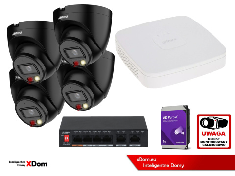 System monitoringu ogrodu 4x kamera IP Dahua IPC-HDW1839T-A-IL-0280B-S6 BLACK 8Mpx System monitoringu ogrodu 4x kamera IP Dahua IPC-HDW1839T-A-IL-0280B-S6 BLACK 8Mpx