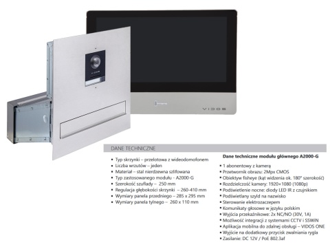 Wideodomofon Vidos ONE S2201-SKM Skrzynka na Listy Monitor M2020 Wideodomofon Vidos ONE S2201-SKM Skrzynka na Listy Monitor M2020