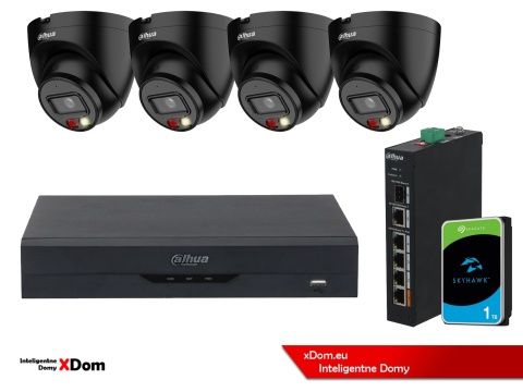 ZESTAW 4 Kamery IP Dahua 4mpx IPC-HDW1439V-A-IL-BLACK + DYSK 1TB