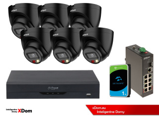 ZESTAW 6 Kamer IP Dahua 4mpx IPC-HDW1439V-A-IL-BLACK + DYSK 1TB