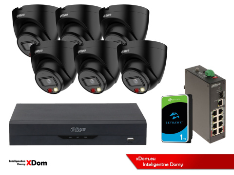 ZESTAW 6 Kamer IP Dahua 4mpx IPC-HDW1439V-A-IL-BLACK + DYSK 1TB