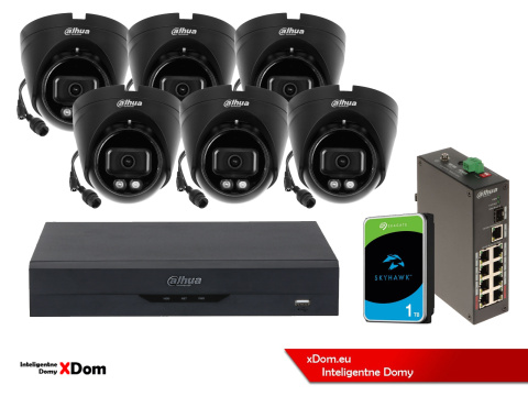 ZESTAW 6 Kamer IP Dahua 4mpx IPC-HDW1439V-A-IL-BLACK + DYSK 1TB