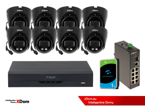 ZESTAW 8 Kamer IP Dahua 4mpx IPC-HDW1439V-A-IL-BLACK + DYSK 1TB