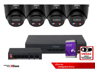 Zestaw 4 Kamery 5MPx Dahua IPC-HDW3549H-AS-PV-0280B-S5 - BLACK