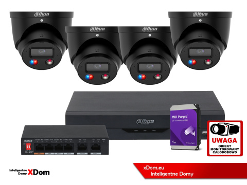 Zestaw 4 Kamery 5MPx Dahua IPC-HDW3549H-AS-PV-0280B-S5