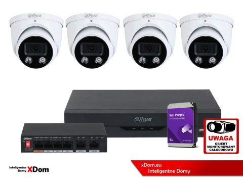 Zestaw 4 Kamery 5MPx Dahua IPC-HDW3549H-AS-PV-0280B-S5