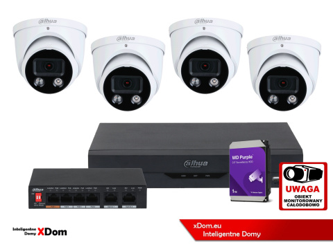 Zestaw 4 Kamery 5MPx Dahua IPC-HDW3549H-AS-PV-0280B-S5
