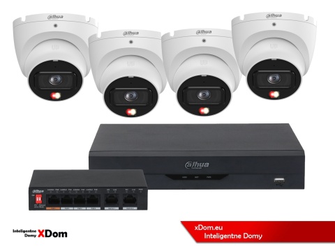 Zestaw monitoringu IP 4x kamera 8MPx Dahua IPC-HDW1839T-A-IL-0280B-S6 Smart Dual Light