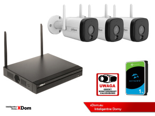 Zestaw monitoringu IP Dahua 3 Kamery WI-FI 5MPx aktywne odtraszanie LED IR do 30m