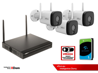 Zestaw monitoringu IP Dahua 3 Kamery WI-FI 5MPx aktywne odtraszanie LED IR do 30m