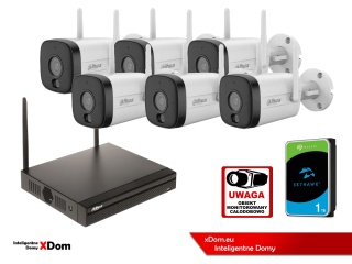 Zestaw monitoringu IP Dahua 6 Kamer WI-FI 5MPx aktywne odtraszanie LED IR do 30m